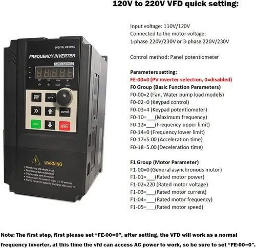 Vista 3 de ATO 1hp VFD 110V Entrada 220V Salida trifásica, variador de frecuencia variable VFD, entrada monofásica de 110V, salida monofásica o trifásica