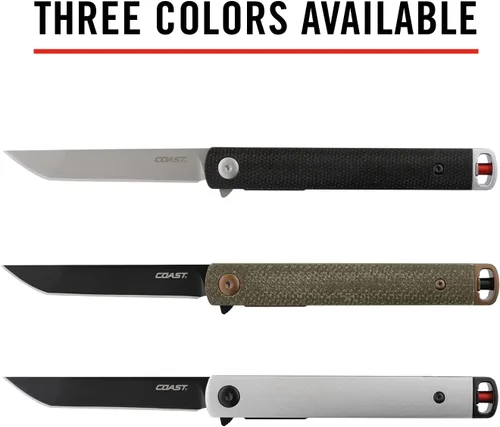Vista 7 de Coast Founder's Collection SELECT Cuchillo plegable de bolsillo para llevar todos los días del caballero, hoja Tanto