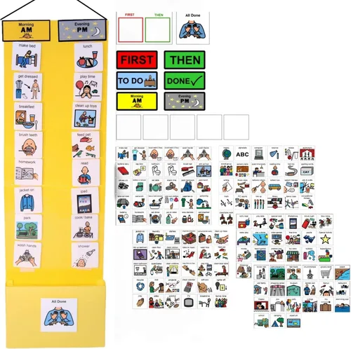 Vista 14 de Programa visual para niños – 133 tarjetas de plástico duraderas con imágenes y monedas con lazo suave Tabla de rutina diaria y recompensas por