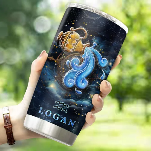 Vista 3 de Regalos personalizados de acuario para hombres, taza de café de acero inoxidable de 20 onzas, constelación del zodiaco, astrología, regalo