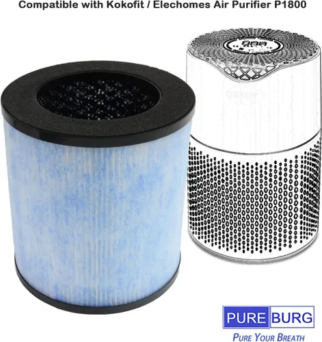 Vista 2 de PUREBURG KF-spider - Filtro de repuesto compatible con purificador de aire Kokofit KF-spider y Elechomes P1800, 2 unidades H13 HEPA de 4 etapas