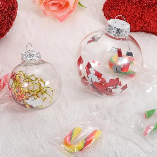 Vista 5 de MECCANIXITY 40 bolas de plástico transparente de 1.57 pulgadas para adornos de Navidad, bolas acrílicas para manualidades, árboles de Navidad