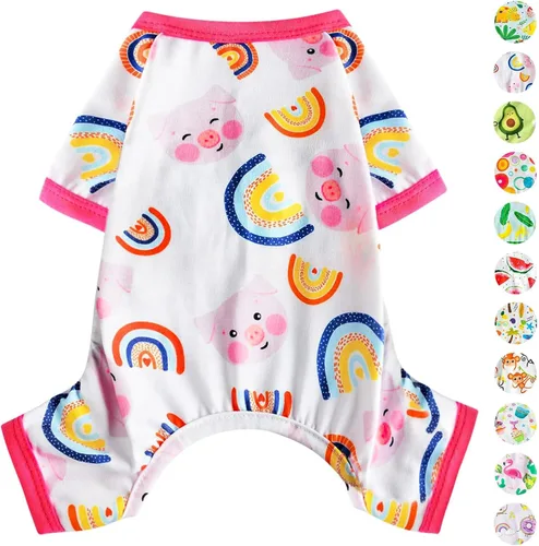 Vista 9 de Pijamas para perros de primavera y verano, ropa para perros pequeños y niñas – Niños – Perros de tamaño mediano, ropa suave y elástica para Verde