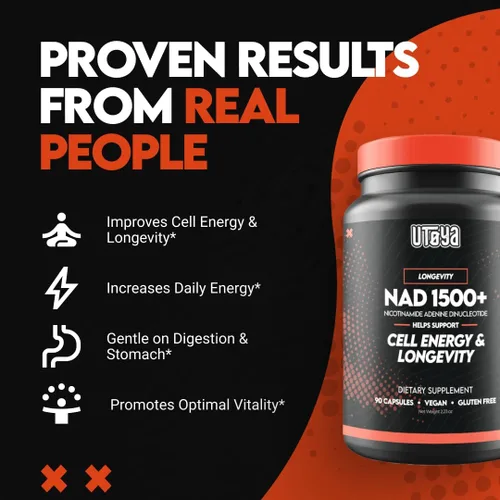Vista 4 de UTOYA NAD 1500+ Suplementos de ribósido de nicotinamida - Suplemento Trans-Resveratrol apoya el metabolismo y la reparación de energía celular