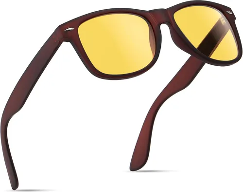 Vista 23 de FEIDUSUN Lentes de sol polarizados para hombre y mujer, lentes de sol retro negros para conducir, pescar, protección UV