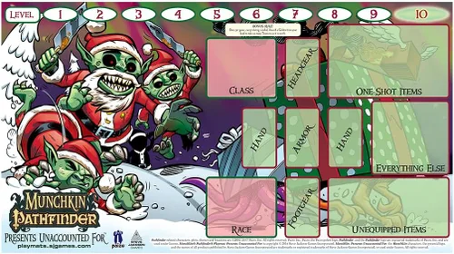 Vista 3 de Steve Jackson Games Alfombrilla de juego Munchkin Pathfinder: Presents Unaccounted for Rastreador de niveles Accesorio de juego de cartas