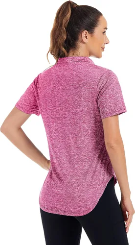 Vista 5 de Stiehiok Camisetas de gimnasio de manga corta para mujer, camisetas de entrenamiento de secado rápido, camisetas atléticas de yoga y golf