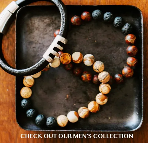 Vista 7 de Subherban Lava Rock Bracelet Essential Oil Bracelet - Handmade in the USA - Lava Stone Bracelet for Men - Oil Diffuser Lava Rock - Aromatherapy Oil