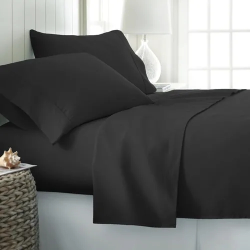 Vista 2 de Sábanas bajeras 100% algodón profundas con 3 piezas, 1 encimera, 1 sábana bajera de bolsillo profundo y 1 funda de almohada (gris oscuro, individual)