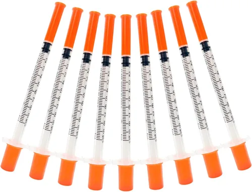 Vista 8 de Jeringas con aguja, U-100 1ml 31G 5/16" (8mm) Jeringa desechable, Suministros de laboratorio envueltos individualmente, Paquete de 30