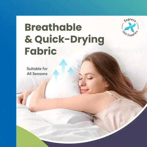 Vista 5 de Protector de almohada de tamaño estándar, paquete de 2, no impermeable, suave y cómodo, hipoalergénico, transpirable, lavable a máquina, se adapta a
