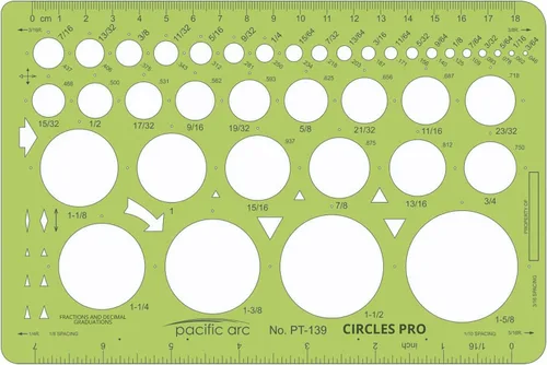Vista 33 de Pacific Arc Plantilla de guía de elipse isométrica, 27 elipse total de 1/8 a 2 pulgadas con graduaciones de pulgadas