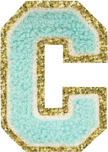 Vista 18 de 3Pcs Letter Patches Varsity Glitters Chenille,SPRT Iron on Blue Letter Patch,Alphabet Cloth Patch for Team Costume Decoration 3.1in Height S