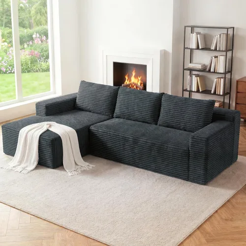 Vista 17 de Sofá seccional Cloud de 96 pulgadas, sofá seccional modular moderno con asiento profundo, sofás de pana sin estructura rígida con chaise