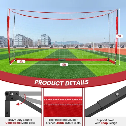 Vista 5 de Bearwill Portería de fútbol, red de fútbol de 12 x 6 pies, fácil instalación, portería de fútbol portátil para patio trasero con base de metal