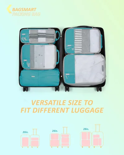 Vista 3 de BAGSMART - Juego de 6 cubos de compresión para maletas, juego de 6, 4 y 2, cubos organizadores de viaje, juego de bolsas expandibles, organizadores