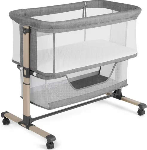 Vista 9 de Cowiewie Moisés Cuna de Noche, Portátil, Transpirable, Moisés Ajustable para Bebé para Noches Tranquilas, Beige