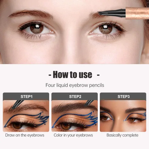 Vista 6 de Microblading - Lápiz de cejas, 2026, 3D, resistente al agua, 4 puntas, microblading, relleno de huecos, maquillaje de cejas de larga duración