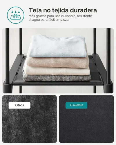 Vista 6 de SONGMICS Armario Guardarropa, Armario Portátil para Dormitorio, Riel de Ropa con Cubierta de Tela No Tejida, Organizador de Almacenamiento de Ropa