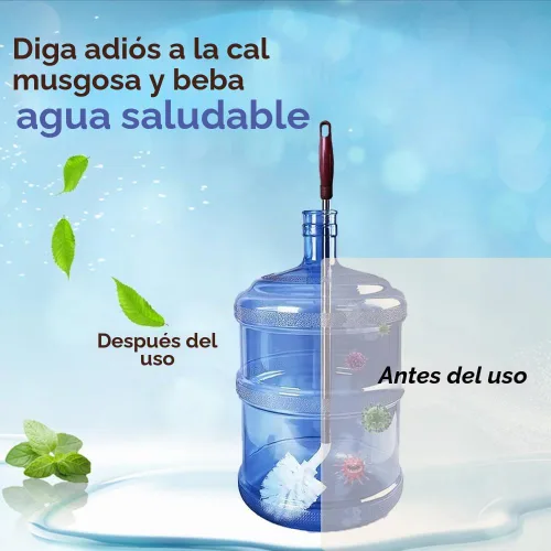 Vista 4 de Cepillo para botellas, paquete de 3 cepillos de cubo de mango largo con 1 cepillo para botellas más pequeño y 2 tapas para jarra de agua, cerdas