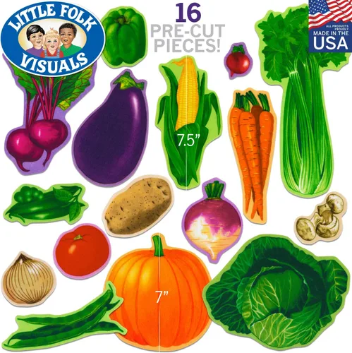 Vista 2 de Little Folk Visuals Piezas de fieltro precortadas de verduras, juego de 16 piezas