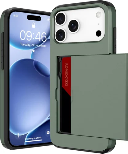 Vista 15 de ZIYE Funda tipo cartera para iPhone 16 Plus con tarjetero, antiarañazos de doble capa con bolsillo oculto, funda a prueba de golpes compatible