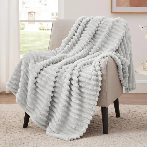 Vista 8 de EXQ Home Manta suave y suave de forro polar, acogedora y ligera para sofá o cama, manta de franela cálida y mullida para todas las estaciones