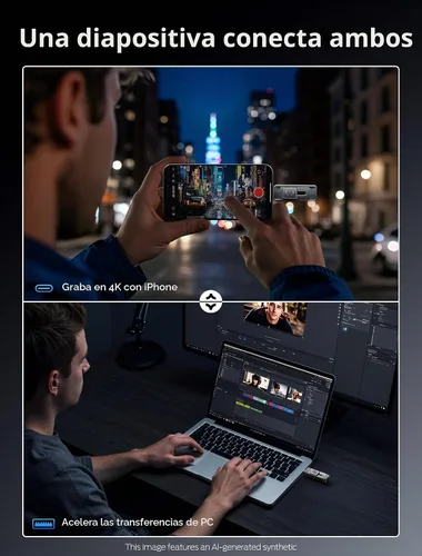 Vista 3 de MOVE SPEED Unidades de estado sólido de 128 GB con puertos dobles y diseño push-pull — Velocidad de lectura de 560 MB/s, unidad USB 3.2 tipo C +