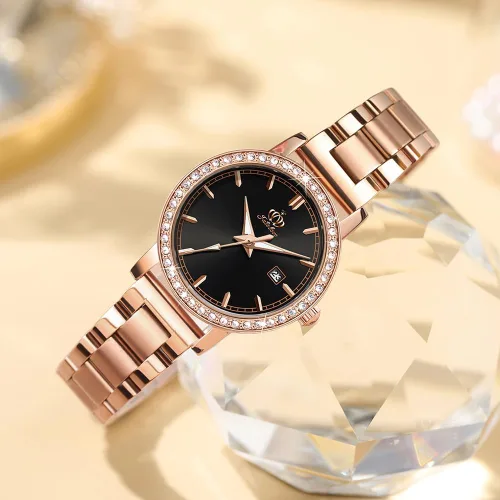 Vista 2 de Fate Love Relojes para mujer, juego de collar de movimiento de cuarzo japonés, conjunto de joyas de corazón, impermeable, 100 pies, analógico, reloj