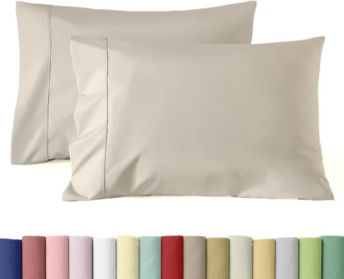 Vista 31 de WINLIFE Juego de 2 fundas de almohada de algodón 100%, tamaño estándar, de fibras largas, 20×26 pulgadas, fundas de almohada frescas, transpirables