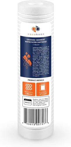 Vista 8 de Aquaboon Whole House - Cartucho de filtro de agua de sedimentos ranurados de 1 micrón, 10 x 2.5 PP, compatible con AP110, WHKF-GD05, CFS110, P5