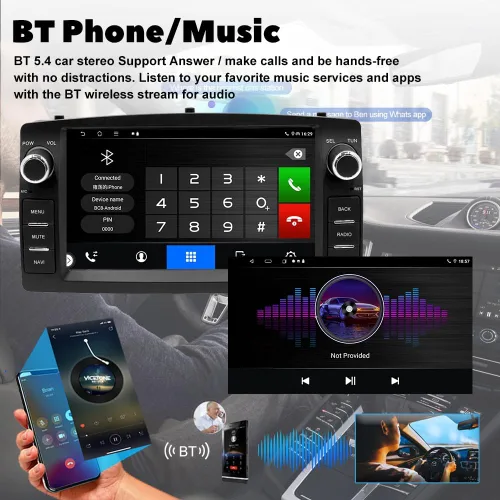 Vista 5 de Estéreo de coche 4+64G para Toyota Corolla E120 2000-2006 con Carplay Android Auto, pantalla táctil QLED de 7 pulgadas Radio Android con cámara