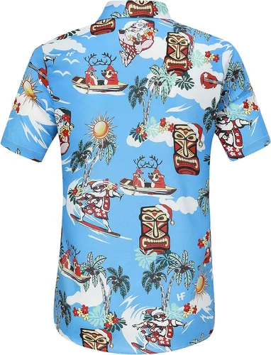 Vista 3 de TURETRENDY Camisas hawaianas para hombre, estampado floral, con botones, verano, tropicales, vacaciones, playa, fiestas