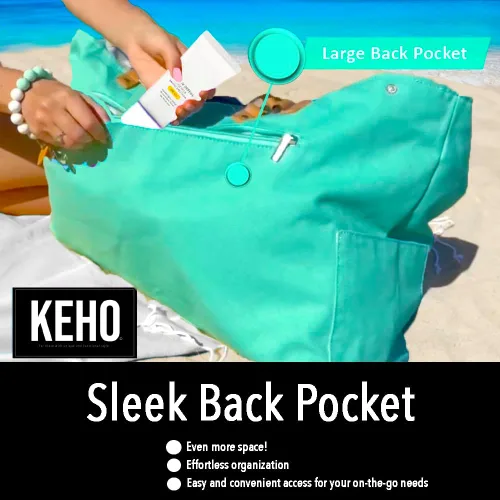 Vista 6 de Keho Bolsa de playa impermeable con bolsillos para mujer (resistente a la arena)