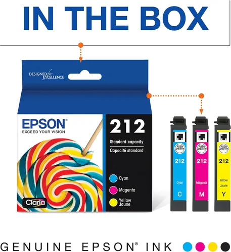 Vista 6 de Epson Paquete combinado de cartuchos de color negro y estándar de 212 tintas Claria de alta capacidad (T212XL-BCS) 212 tinta Claria de capacidad