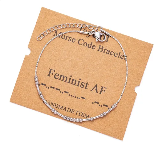 Vista 232 de JoycuFF Pulseras inspiradoras de código morse para mujeres, cuentas de plata, joyería con mantra de motivación, regalos para ella