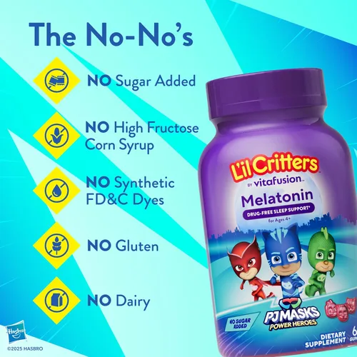 Vista 10 de L'il Critters PJ Masks - Suplementos de gomitas de melatonina, 60 gomitas