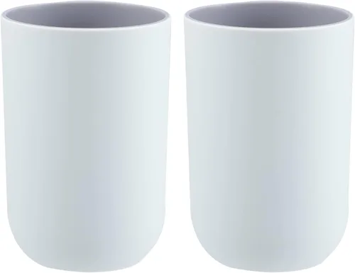 Vista 8 de VOCOSTE 2 vasos para cepillo de dientes de baño, azul y gris, 4.33 x 2.76 pulgadas, 11.8 fl oz