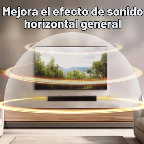 Vista 9 de Hiwill WoNoble A502 - Barra de sonido Dolby Atmos de madera de 5.2.2 canales, barra de sonido todo en uno para Smart TV con subwoofer doble