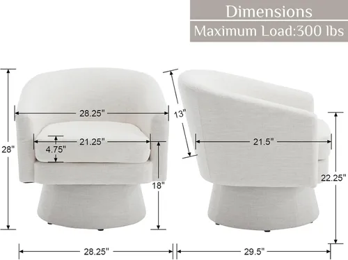 Vista 2 de Shunzhi Silla giratoria moderna, lino beige Sábanas beige