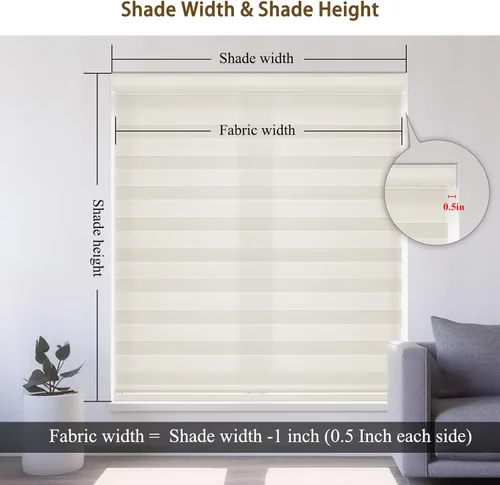 Vista 7 de Changshade Persianas de cebra de tamaño personalizado, sin cordones, para interiores, privacidad, doble capa para sala de estar, dormitorio, baño