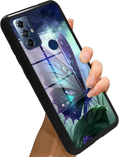 Vista 70 de Funda para Motorola Moto G Stylus 5G 2021 de vidrio templado, funda negra con diseño de mujer negra africana para mujeres y hombres, antiarañazos, a