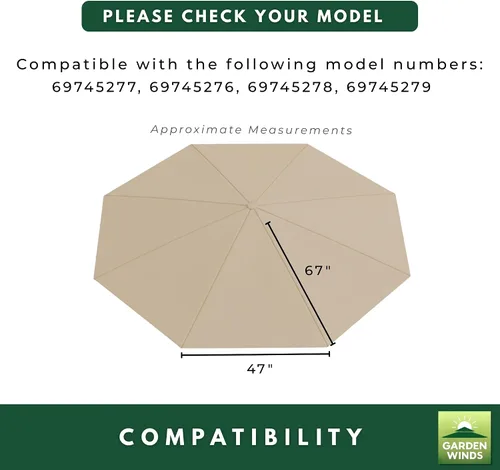 Vista 5 de Garden Winds Cubierta superior de repuesto reforzada resistente compatible con el 69745277, 69745276 Everhome de 11 pies 2021-2022 - Classic Sand