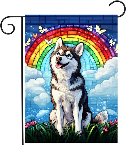 Vista 17 de Bandera floral de jardín Golden Retriever para jardín, banderas de bienvenida para exteriores de 12 x 18 pulgadas, bandera de perro de flores