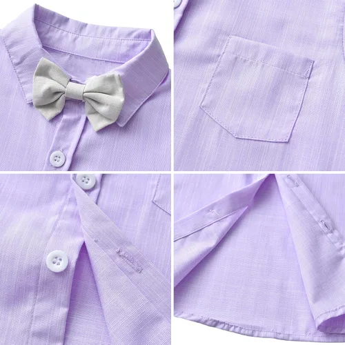 Vista 5 de amokk Conjunto de ropa de caballero formal para bebés y niños pequeños, corbatín y tirantes
