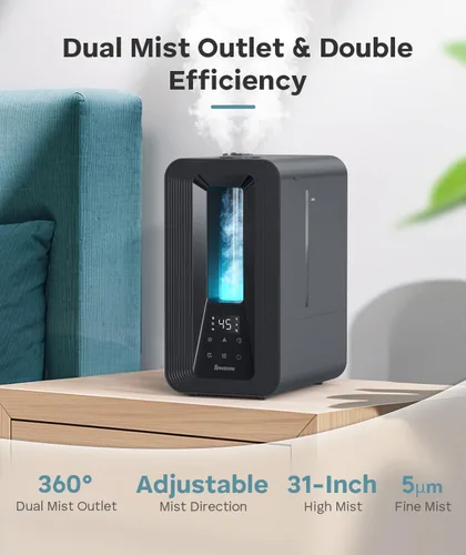 Vista 2 de BREEZOME Humidificadores de 6L para dormitorio, humidificador de llenado superior de niebla fría con difusor de aroma, humidistato, luz nocturna