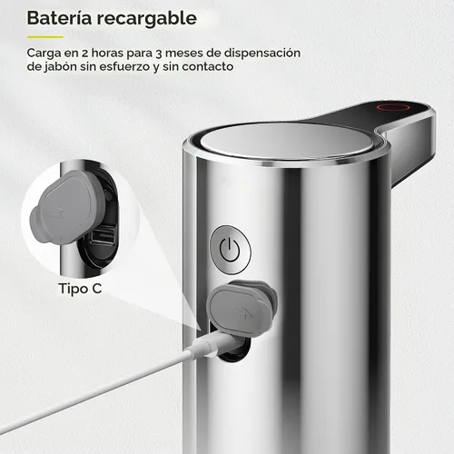 Vista 4 de EKO Aroma - Dispensador automático de jabón líquido de 9 onzas líquidas, recargable y resistente al agua para cocina y baño, con control de volumen