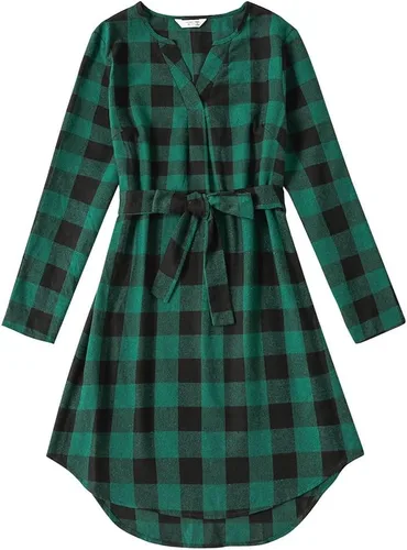Vista 2 de Vestidos de Navidad para mamá e hija, vestido de terciopelo a cuadros, fiesta de Navidad, trajes a juego para mamá e hija, sesión de fotos