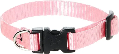 Vista 4 de LupinePet Basics - Collar ajustable para perros pequeños (1/2 pulgadas, color rosa, 10-16 pulgadas)