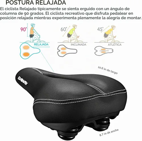 Vista 8 de DAWAY Asiento de bicicleta cómodo para hombres y mujeres - Asiento de bicicleta acolchado con espuma viscoelástica suave, repuesto de sillín